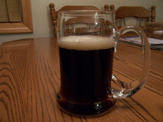 Drinking homebrewed maple porter