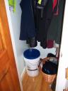 Fermentation bucket in closet