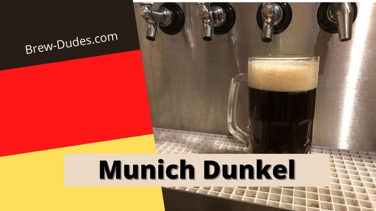 Munich Dunkel lager beer poured in a mug.